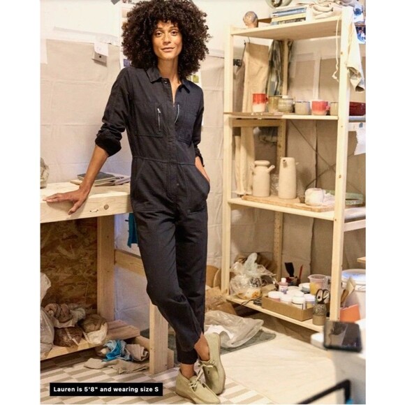 Outerknown S.E.A.  Suit Button Front Jumpsuit Small Storm Black Womens - Picture 1 of 11